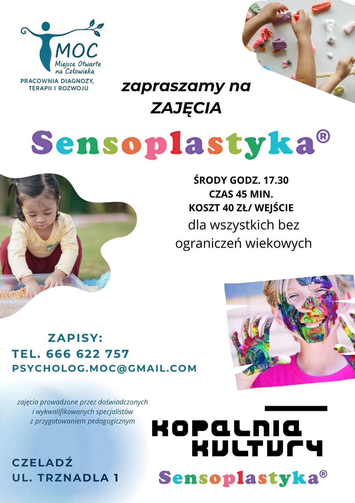plakat przedstawiający małe dzieci oraz informacje o sensoplastyce